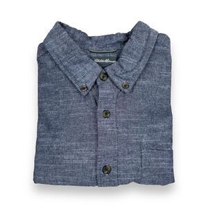 Eddie Bauer Shirt Mens Size Extra Large XL Gray Short‎ Sleeve Button Down